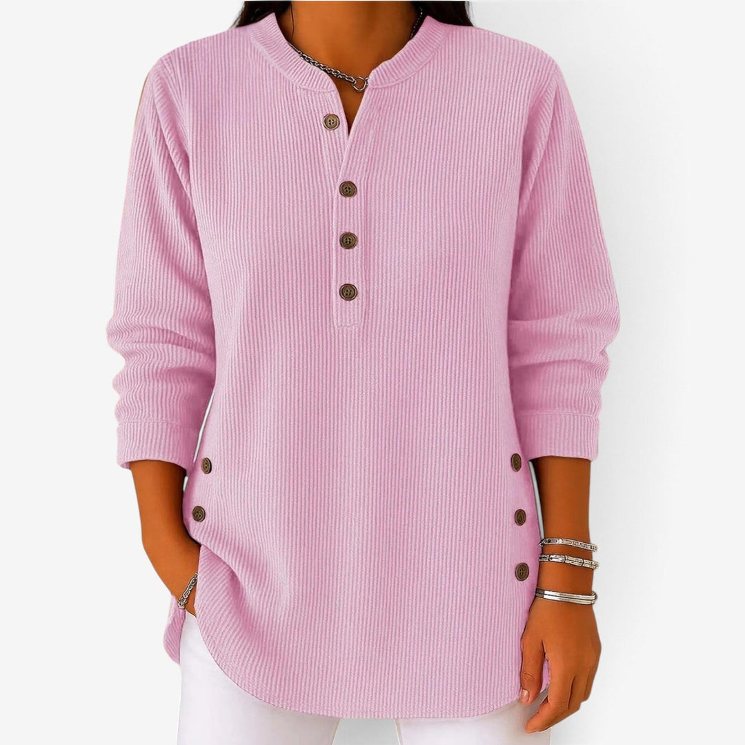 Kara | Long Sleeve Corduroy Button Top