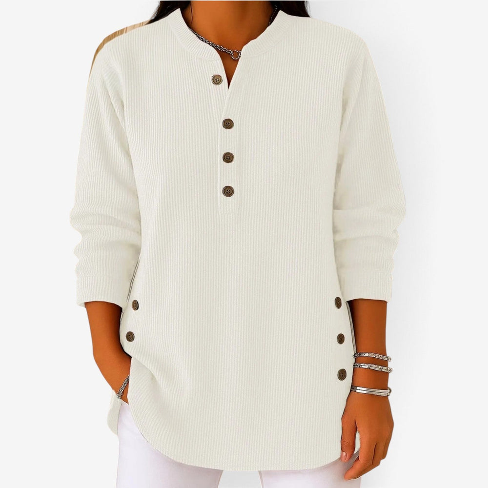 Kara | Long Sleeve Corduroy Button Top