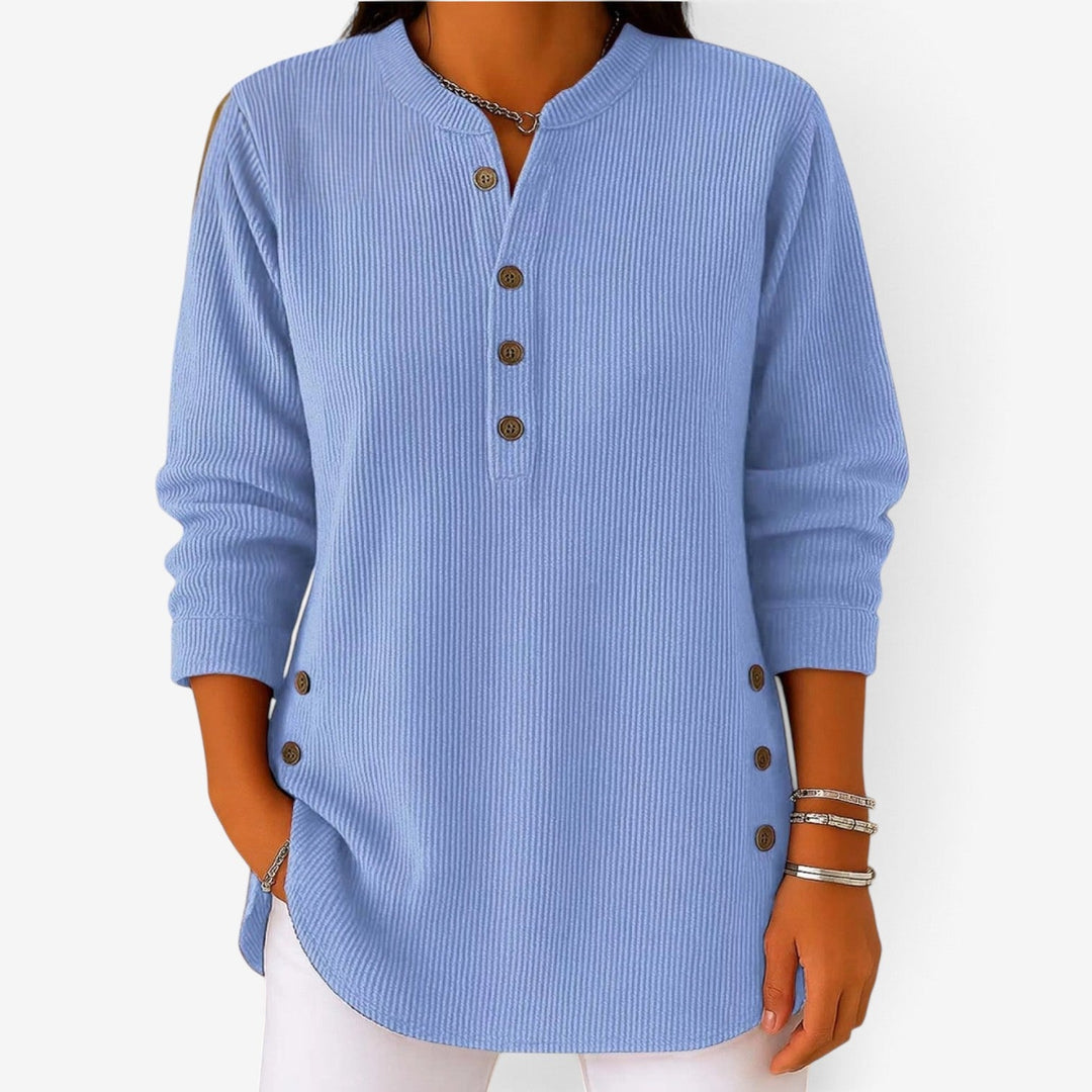 Kara | Long Sleeve Corduroy Button Top