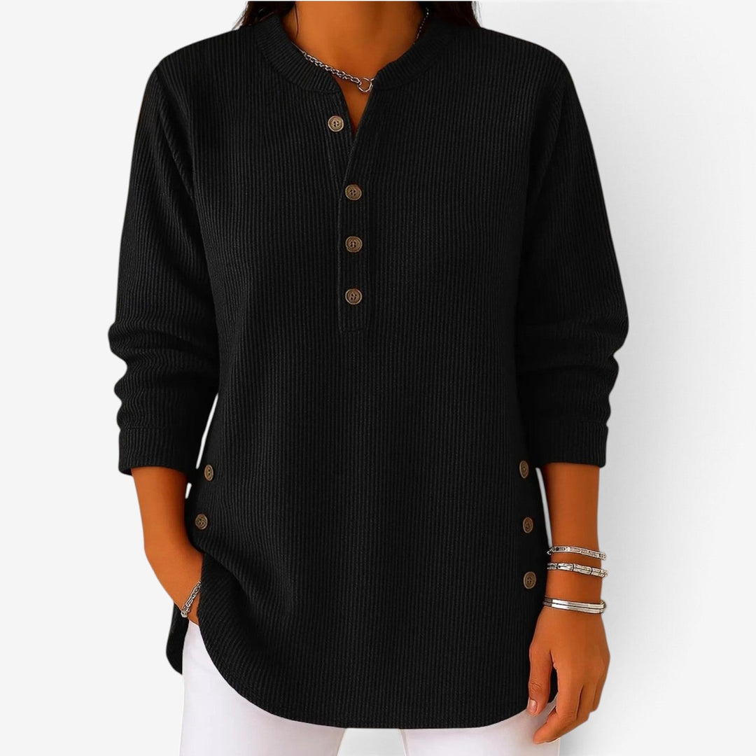 Kara | Long Sleeve Corduroy Button Top