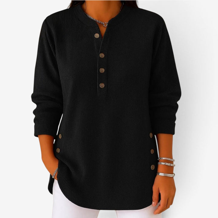 Kara | Long Sleeve Corduroy Button Top
