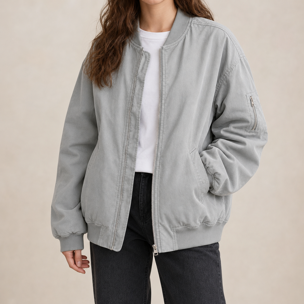 Phoebe | Cotton Bomber Jacket with Zip