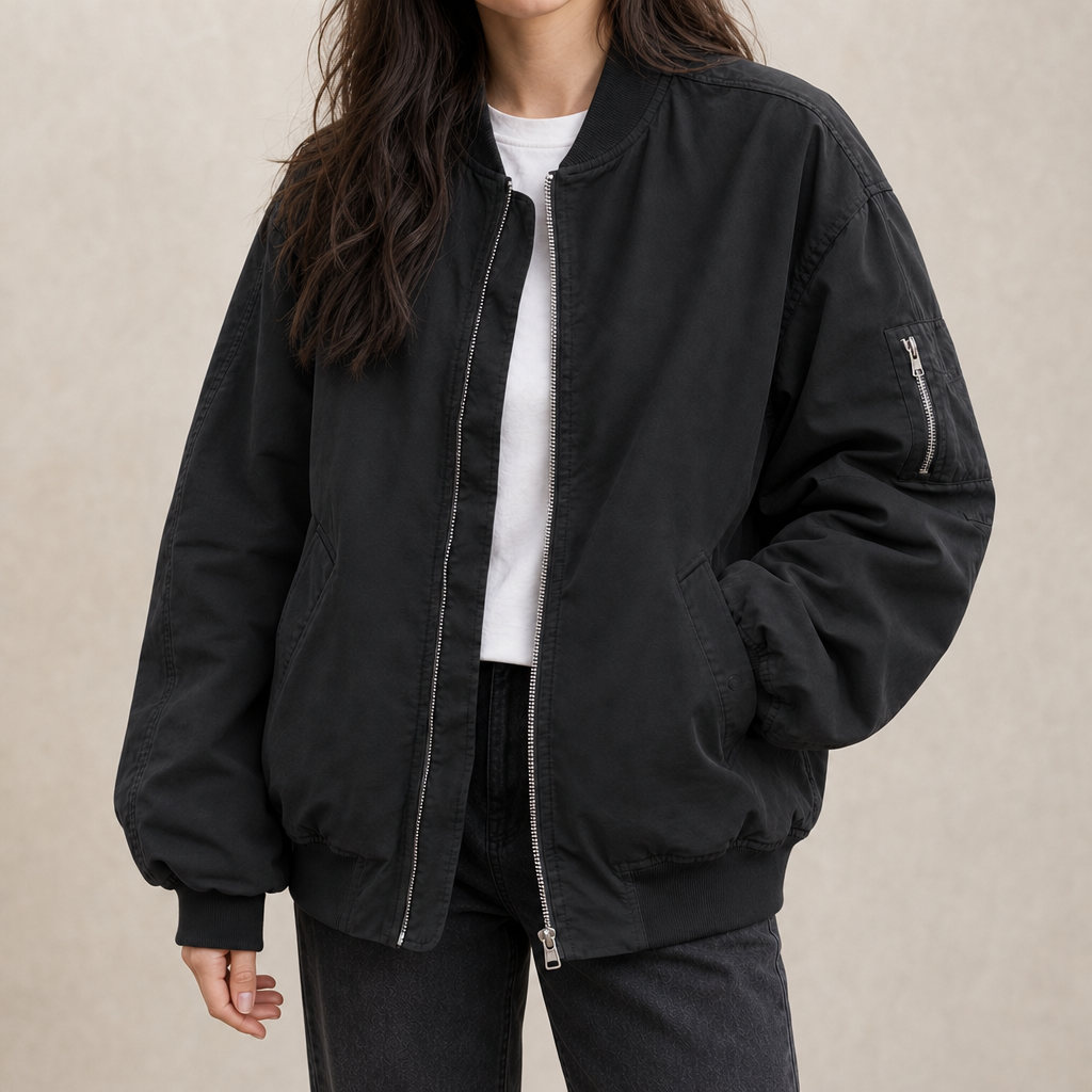Phoebe | Cotton Bomber Jacket with Zip