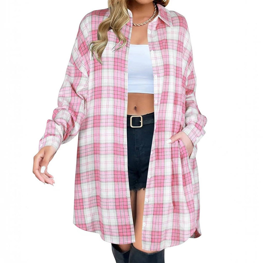 Helena | Womens Oversized Checked Long Sleeve Overshirt