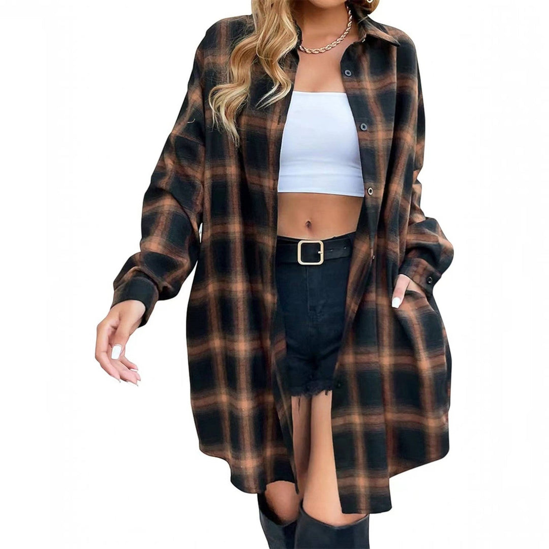 Helena | Womens Oversized Checked Long Sleeve Overshirt