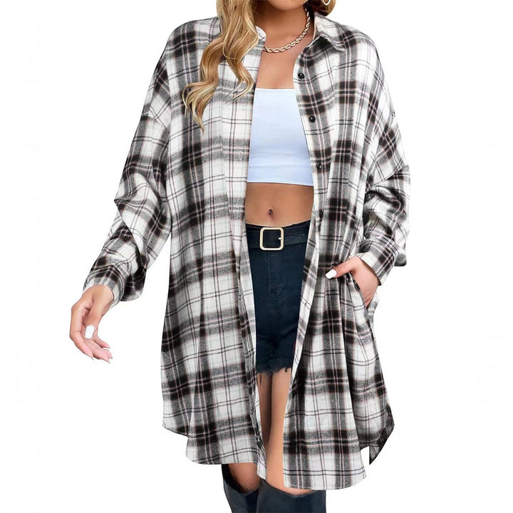 Helena | Womens Oversized Checked Long Sleeve Overshirt