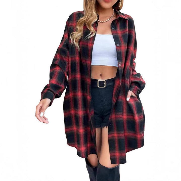 Helena | Womens Oversized Checked Long Sleeve Overshirt