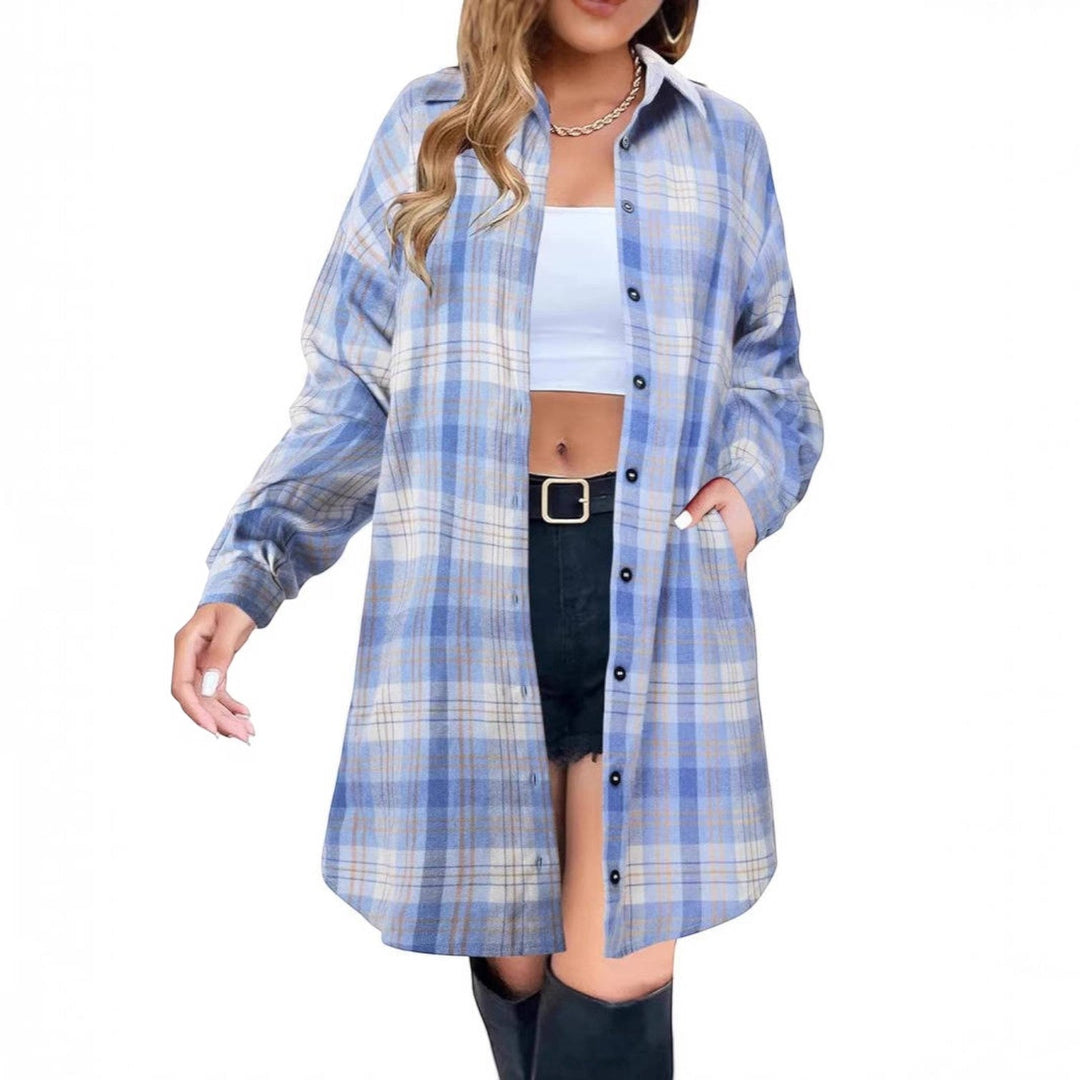 Helena | Womens Oversized Checked Long Sleeve Overshirt