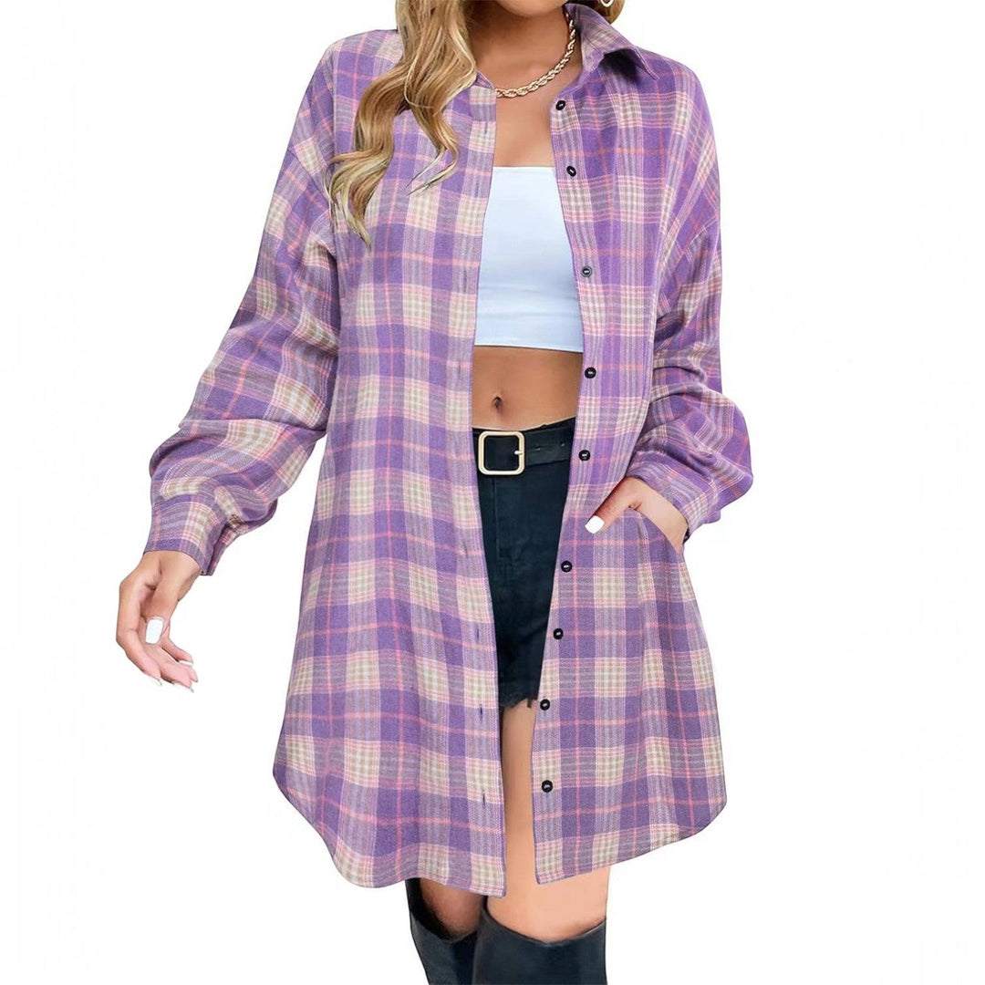 Helena | Womens Oversized Checked Long Sleeve Overshirt