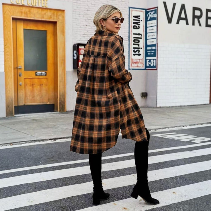Helena | Womens Oversized Checked Long Sleeve Overshirt