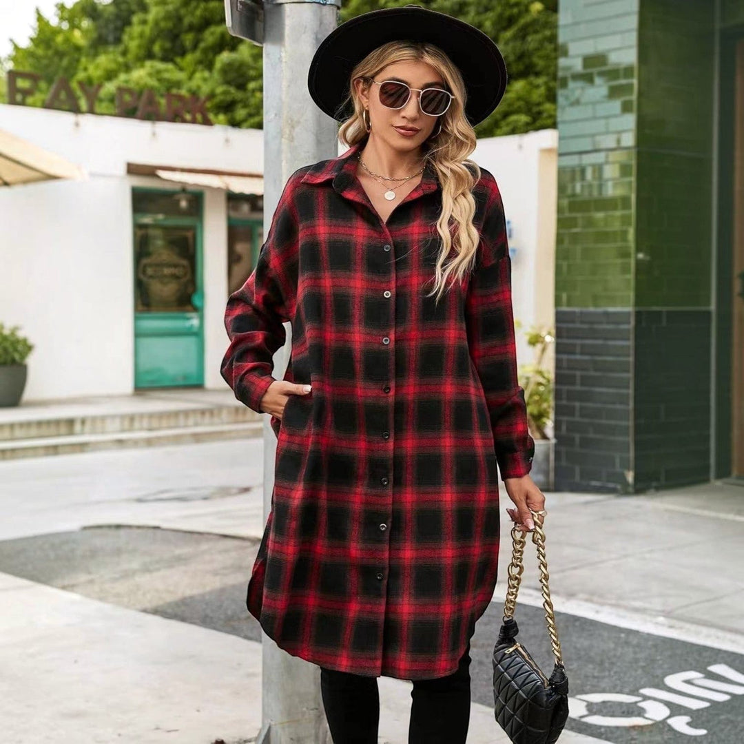 Helena | Womens Oversized Checked Long Sleeve Overshirt