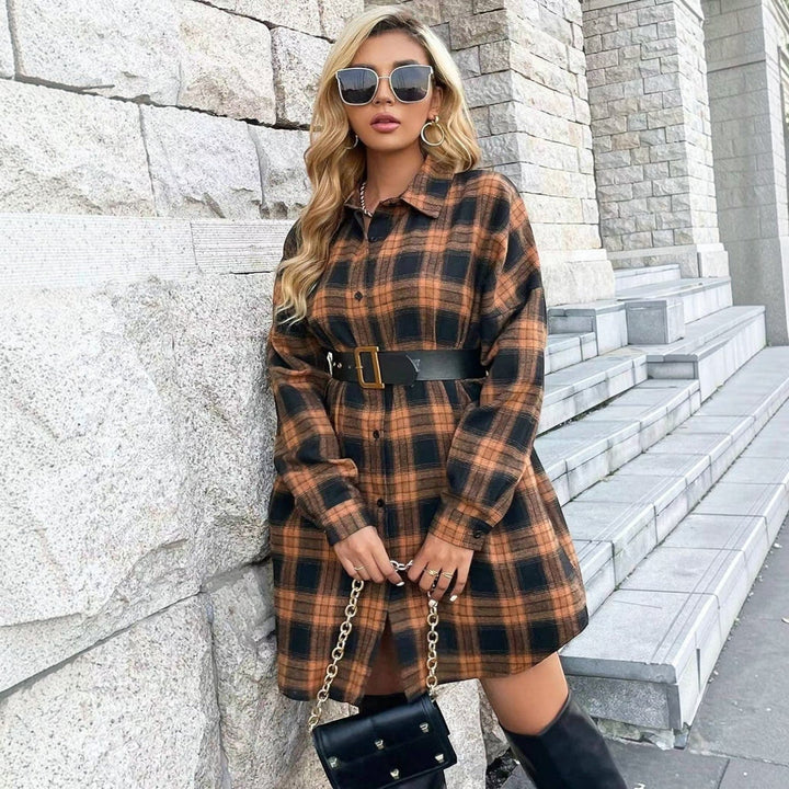 Helena | Womens Oversized Checked Long Sleeve Overshirt