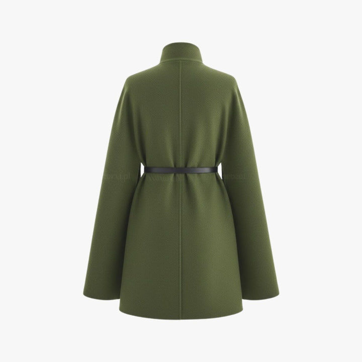 Gemma | Collared Belted Cape with Button Detail