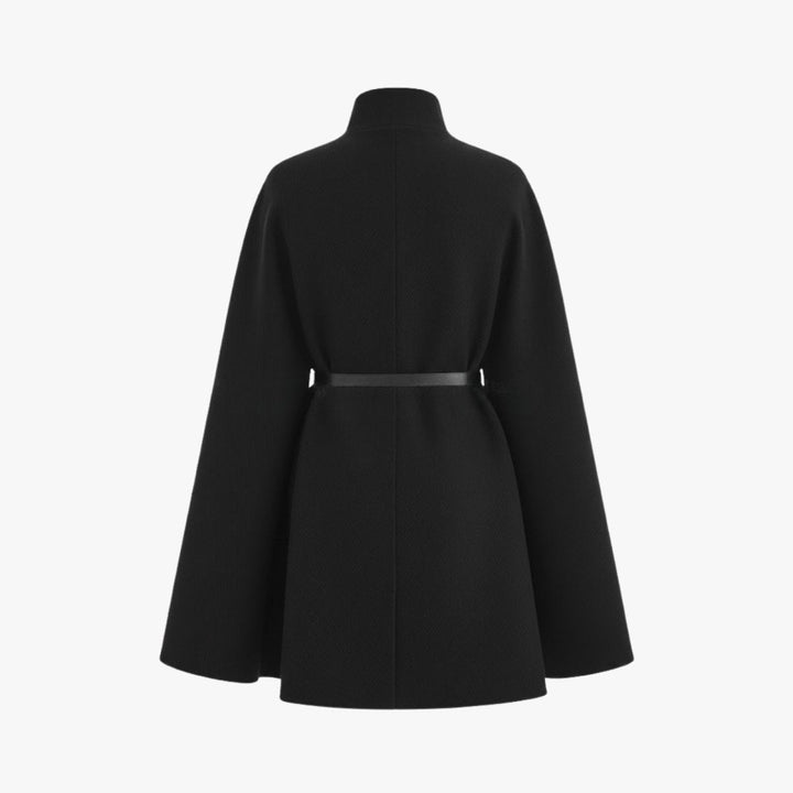 Gemma | Collared Belted Cape with Button Detail