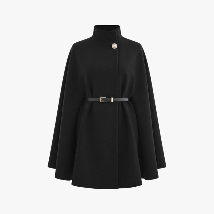Gemma | Collared Belted Cape with Button Detail