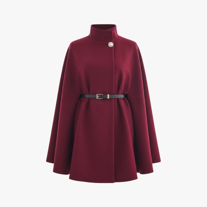 Gemma | Collared Belted Cape with Button Detail