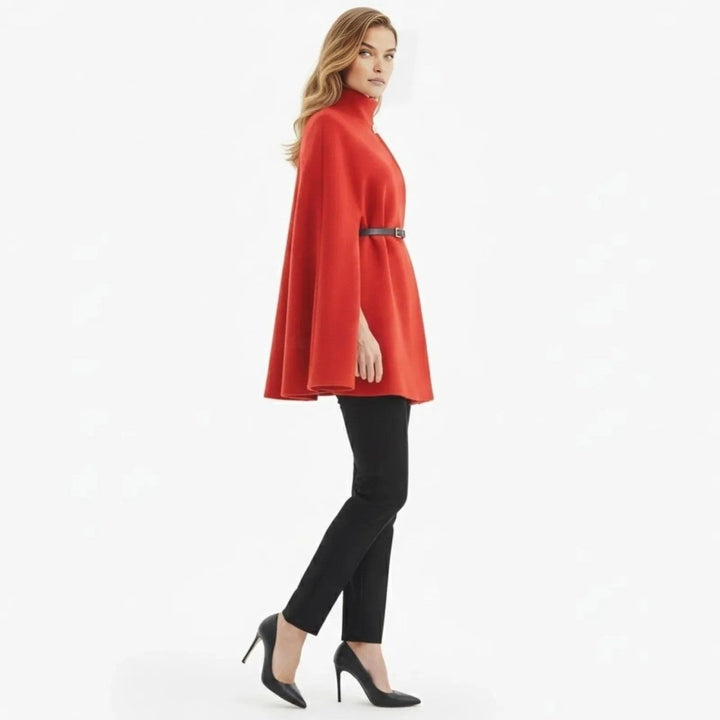 Gemma | Collared Belted Cape with Button Detail