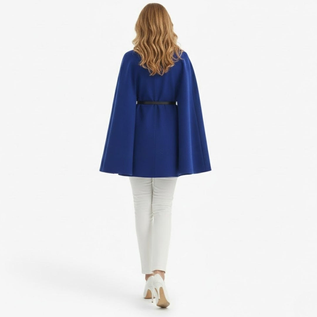 Gemma | Collared Belted Cape with Button Detail