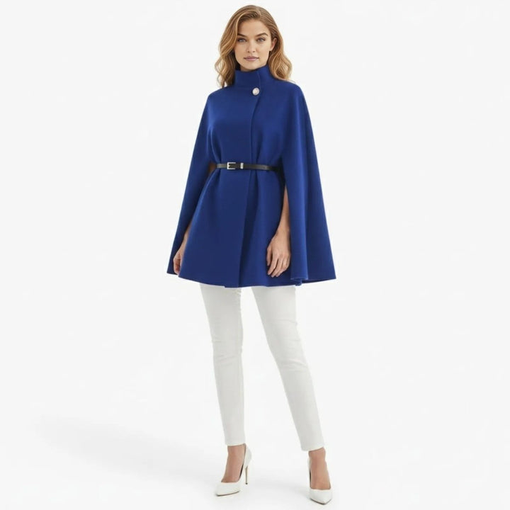 Gemma | Collared Belted Cape with Button Detail