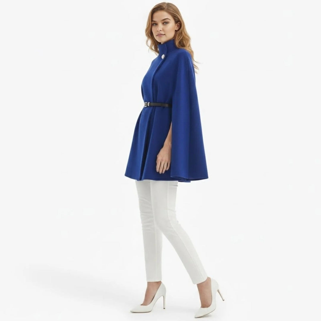 Gemma | Collared Belted Cape with Button Detail