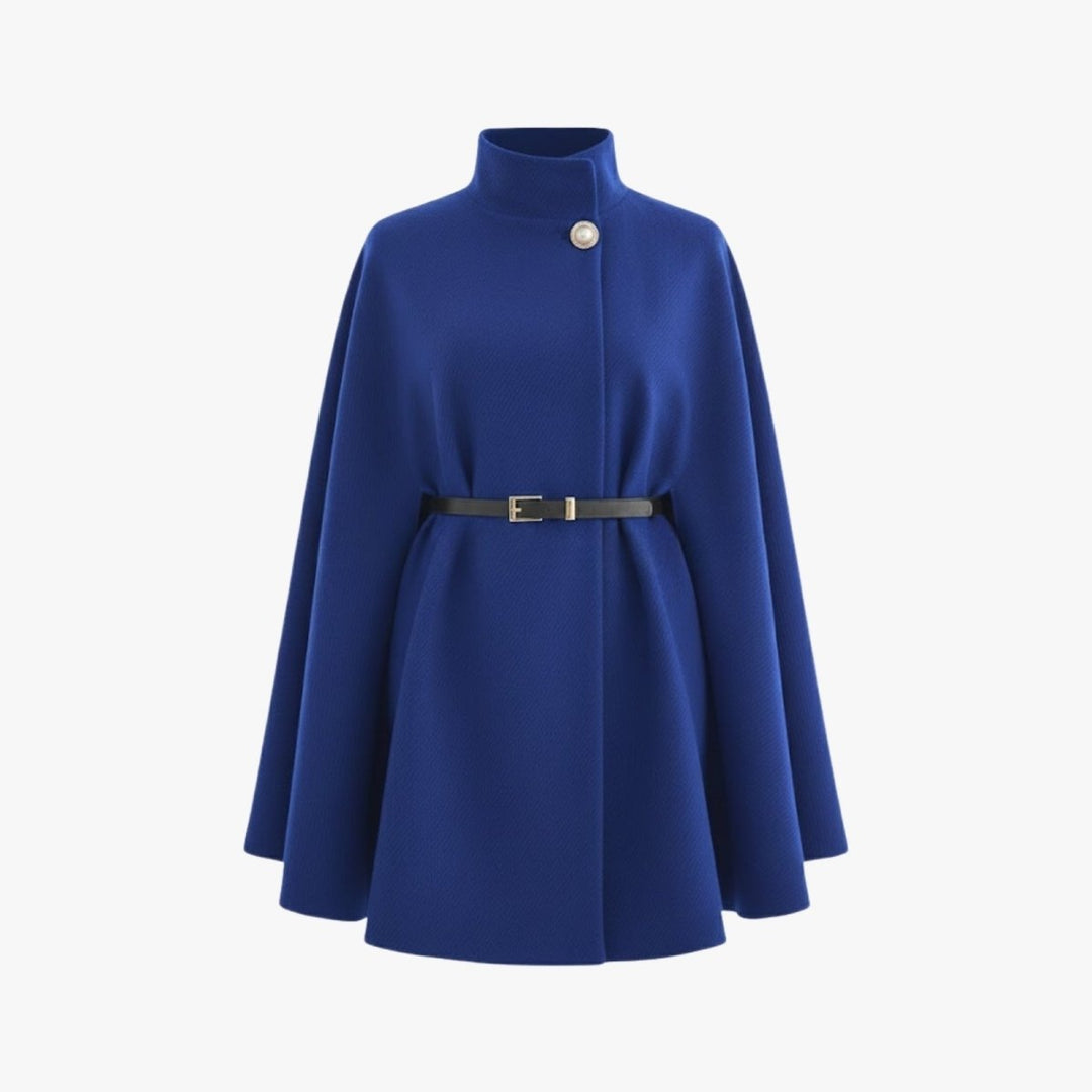 Gemma | Collared Belted Cape with Button Detail