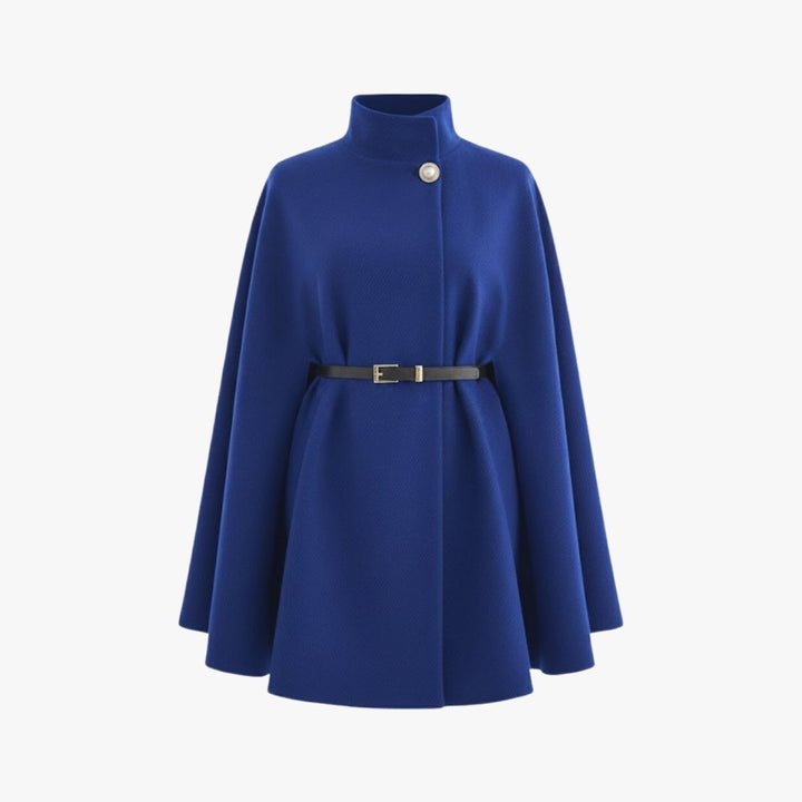 Gemma | Collared Belted Cape with Button Detail
