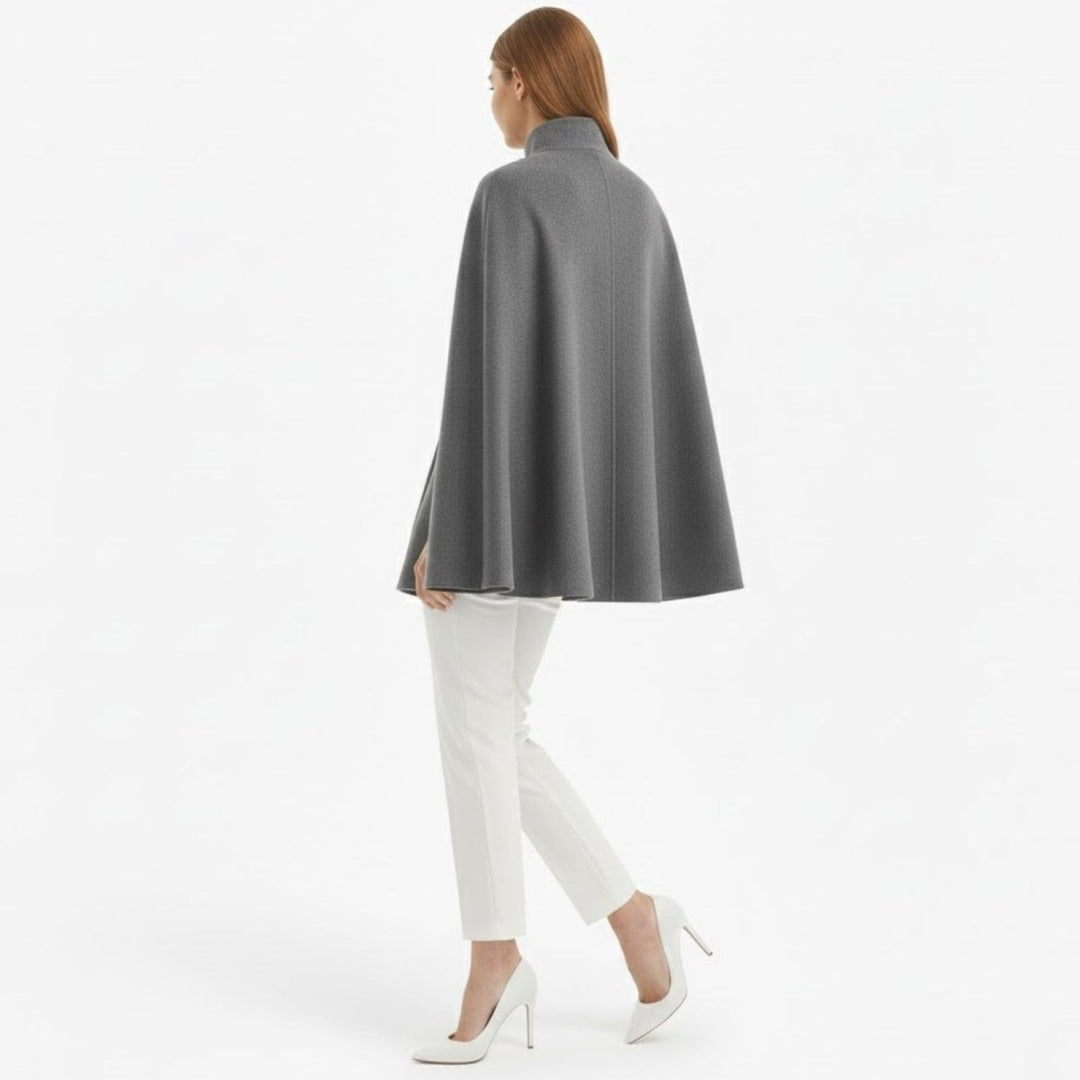 Gemma | Collared Belted Cape with Button Detail