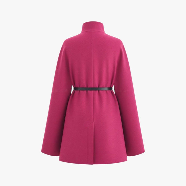 Gemma | Collared Belted Cape with Button Detail