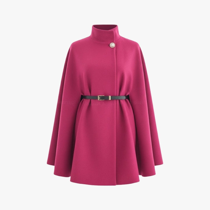 Gemma | Collared Belted Cape with Button Detail