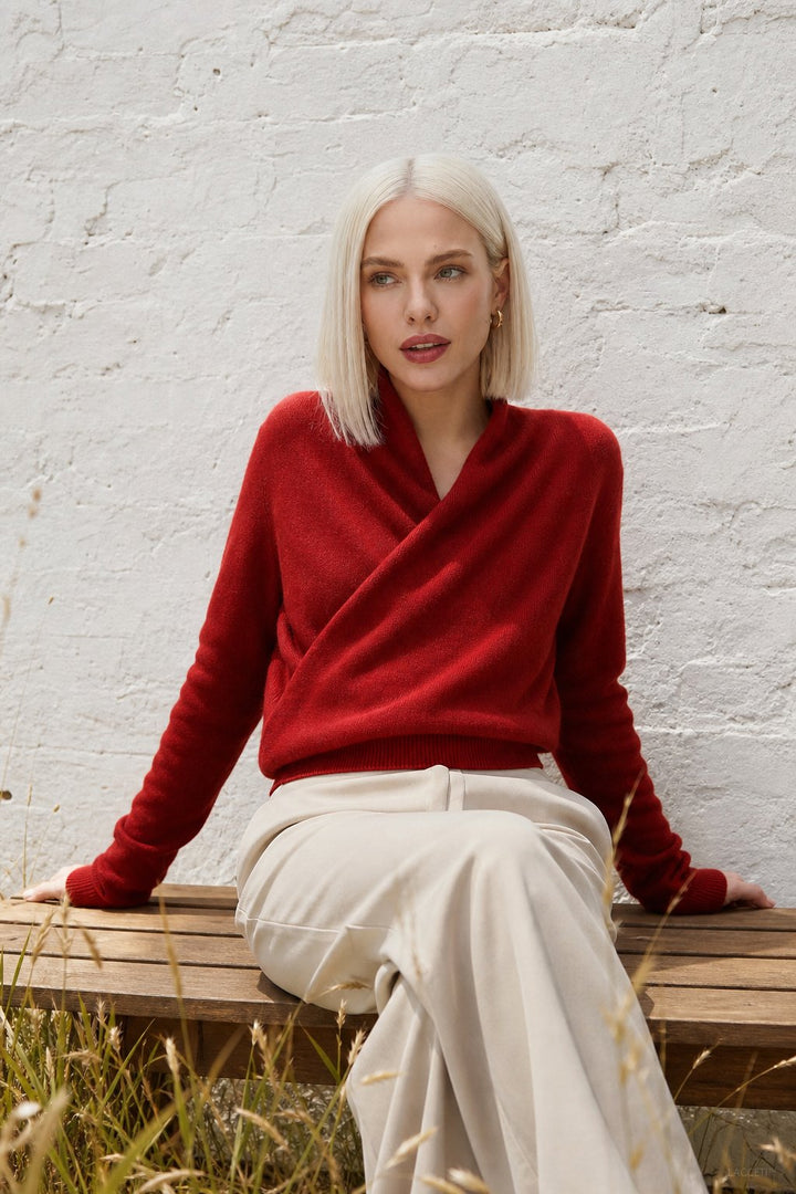 Madison | Womens Wrap Sweater Long Sleeve V-Neck