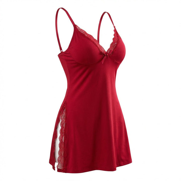 Avery | Lingeries Sleeveless V-Neck Lace Trim Mini Nightgown