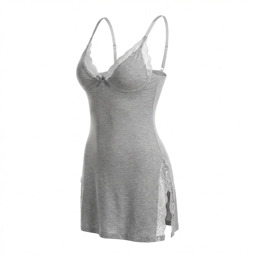 Avery | Lingeries Sleeveless V-Neck Lace Trim Mini Nightgown