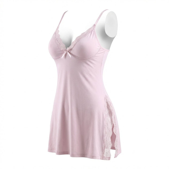 Avery | Lingeries Sleeveless V-Neck Lace Trim Mini Nightgown