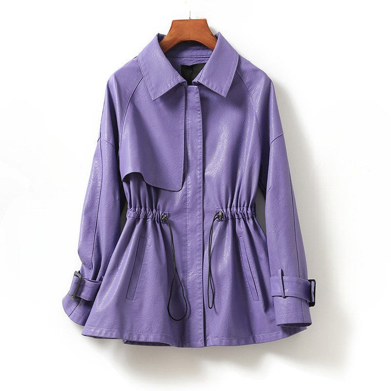 Giselle | Relaxed Faux Leather Jacket with Drawstring Waist