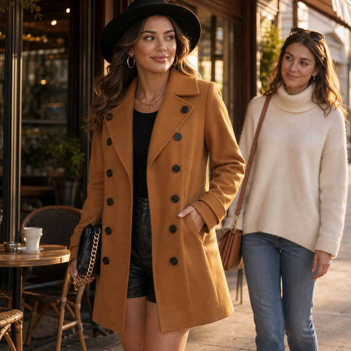 Eve | Womens Double-Breasted Wool Blend Pea Coat