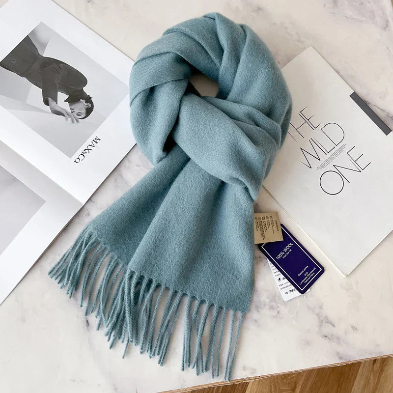Hayden | Solid Wool Scarf Frayed Edges