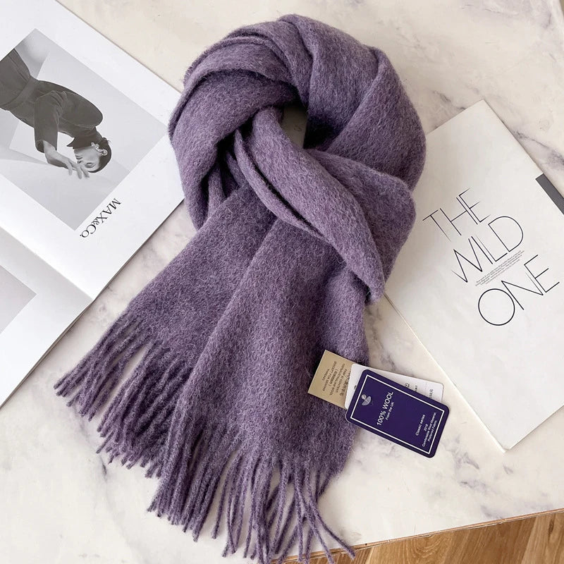 Hayden | Solid Wool Scarf Frayed Edges