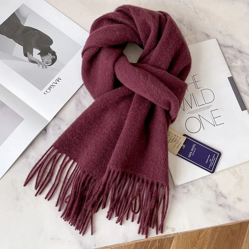 Hayden | Solid Wool Scarf Frayed Edges
