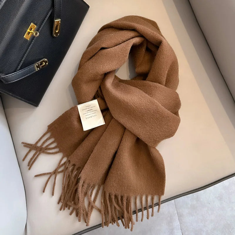 Hayden | Solid Wool Scarf Frayed Edges