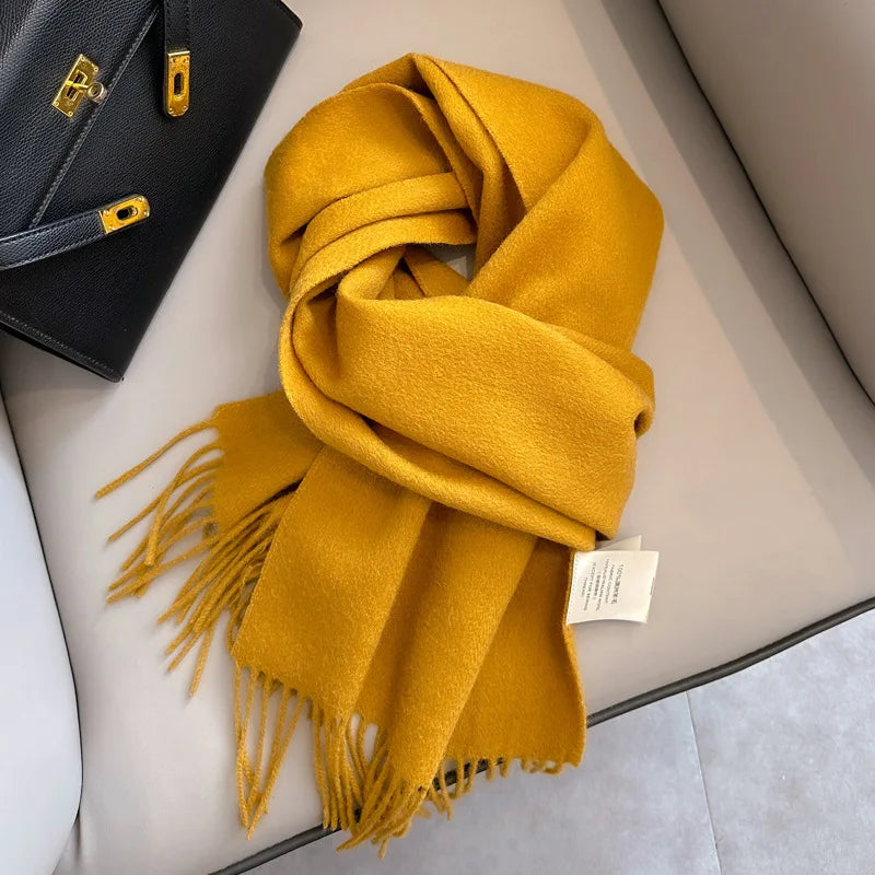 Hayden | Solid Wool Scarf Frayed Edges