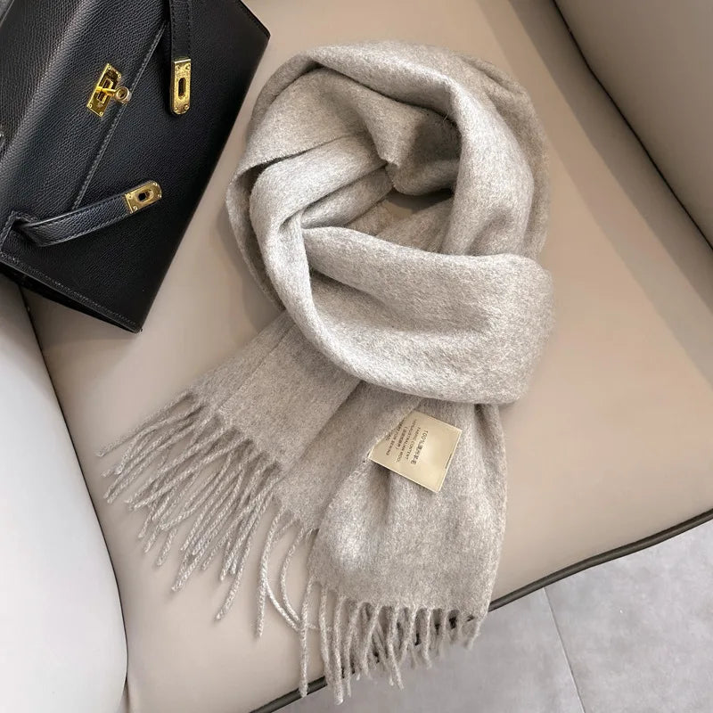 Hayden | Solid Wool Scarf Frayed Edges