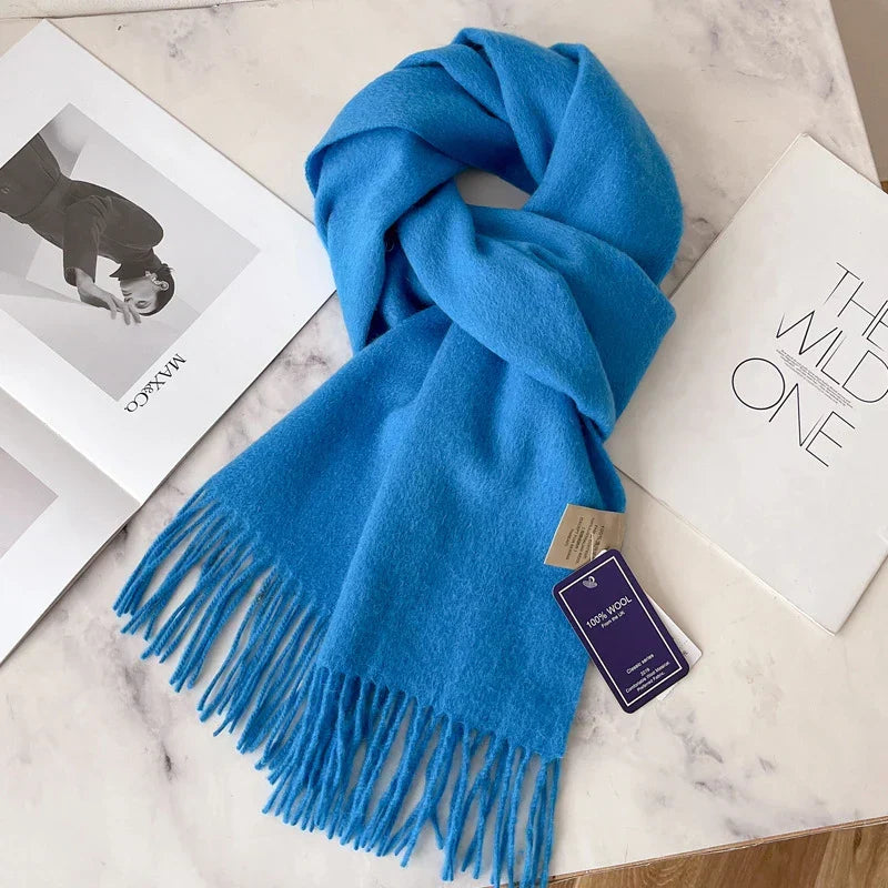 Hayden | Solid Wool Scarf Frayed Edges