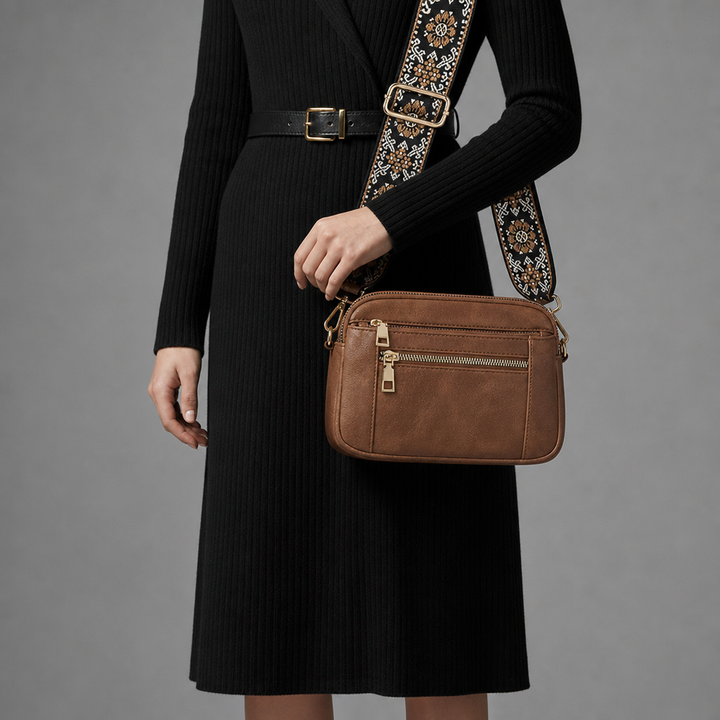 Lena | Ribbed Knit Wrap Midi Dress with Belt