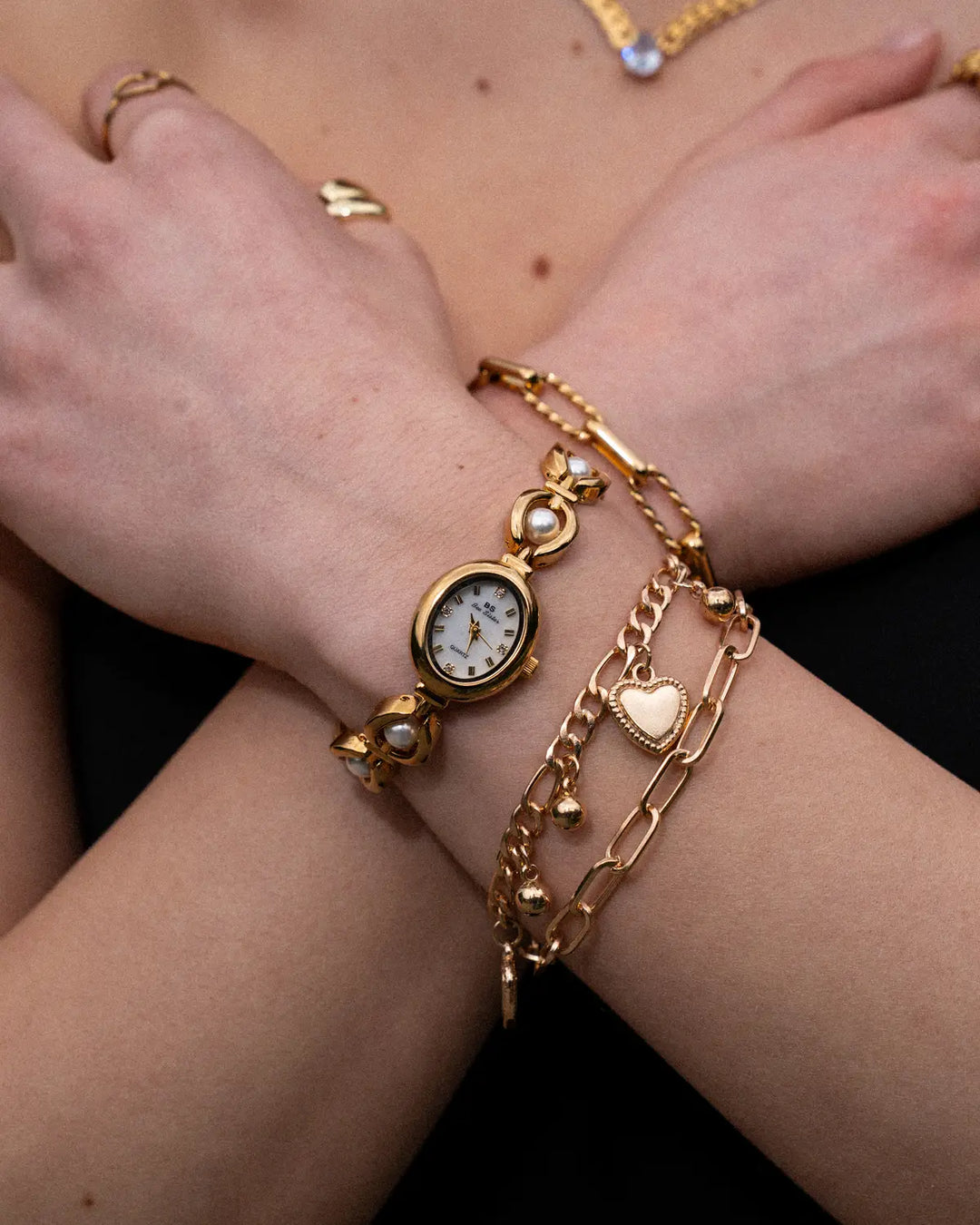 Kara | Oval Face Pearl Accent Analog Watch
