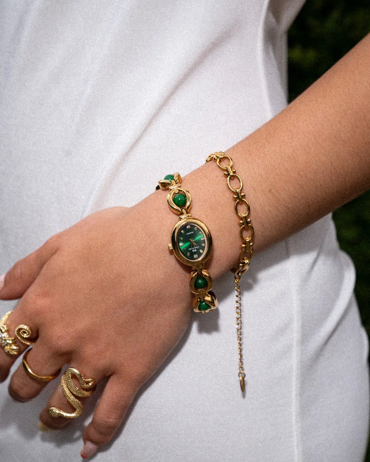 Kara | Oval Face Pearl Accent Analog Watch