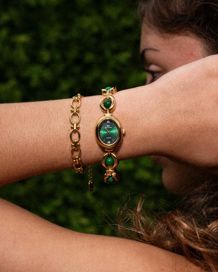 Kara | Oval Face Pearl Accent Analog Watch