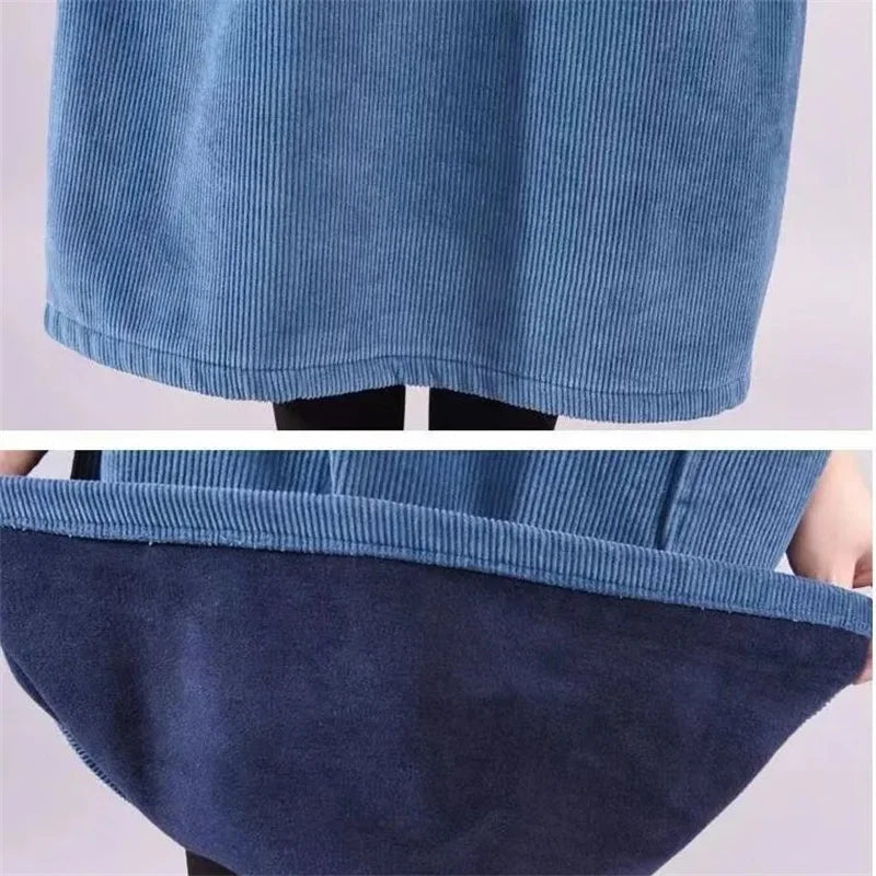 Ottilie | Turtleneck Corduroy Sweater Dress Midi