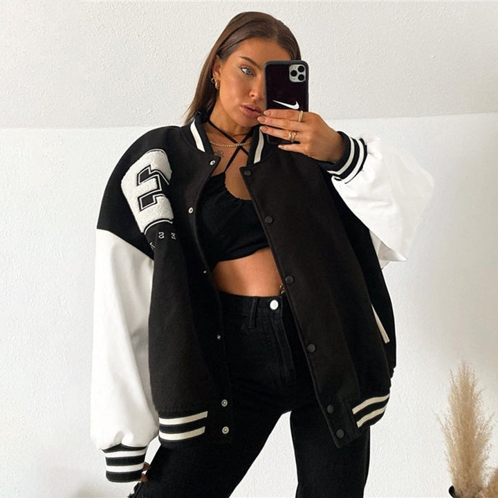 Lorelei | Oversized Varsity Jacket Contrast Sleeves