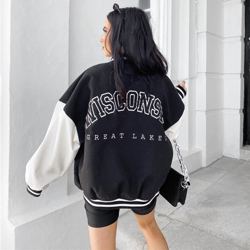 Lorelei | Oversized Varsity Jacket Contrast Sleeves