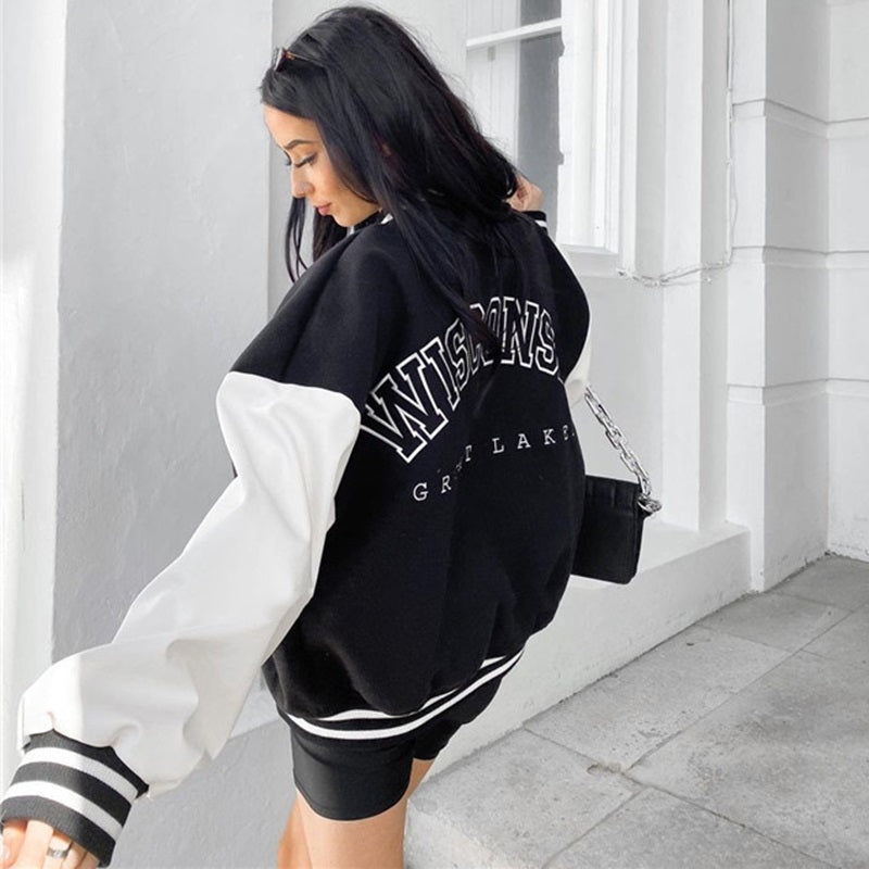 Lorelei | Oversized Varsity Jacket Contrast Sleeves